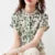 Blusas de verano para mujer, blusas informales de manga corta con cuello alto y estampado floral, SP1498