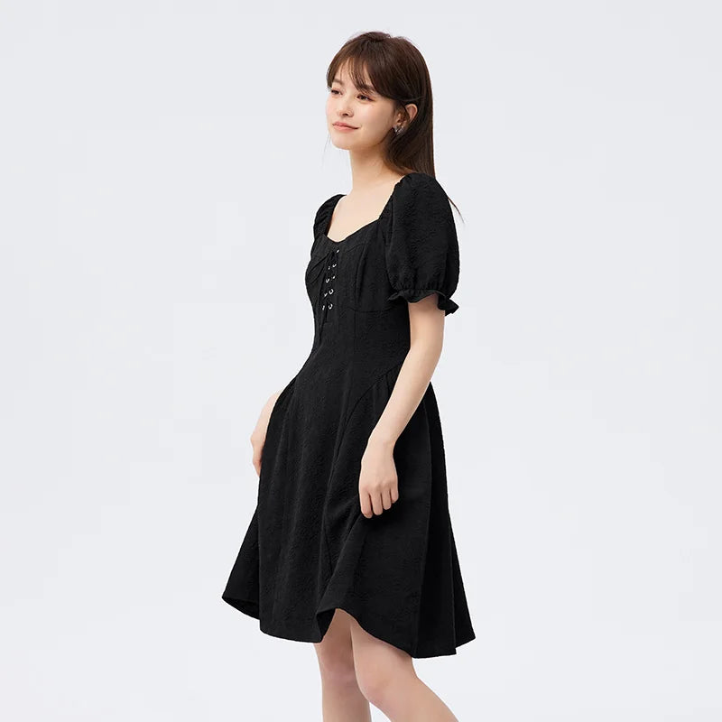 Vestido de mujer con mangas abullonadas, romántico, de verano, nuevo, con tirantes y escote cuadrado, vestido corto, dulce y fresco.