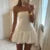 Vestido mini vintage sin tirantes, de verano, con hombros descubiertos, espalda descubierta, abullonado, para cóctel, noche, vestidos cortos, ropa de calle para mujer