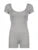 Mono ajustado de manga corta con cuello cuadrado y espalda descubierta para mujer, color gris, sexy, para fiesta de verano, estilo baddie.