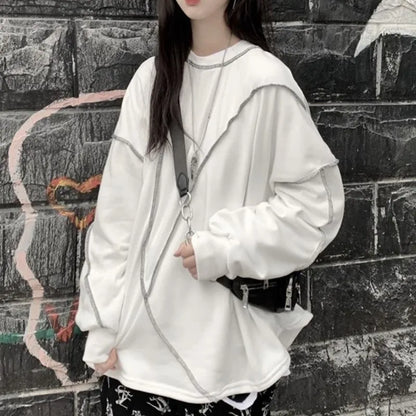 Sudadera con capucha estilo Harajuku BF, negra, estilo hip hop, para adolescentes, otoño, moderna, combinable, para uso diario, sencilla, para mujer, DF4940