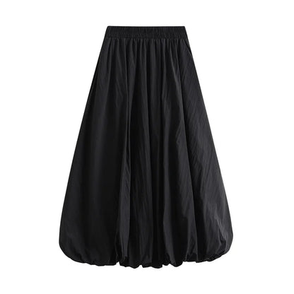 Faldas de burbuja para mujer, ropa de verano, color sólido, cintura alta, línea A, falda larga abullonada, faldas elegantes para mujer, ropa de calle