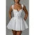 Sexy Corset Dress Women Solid Color Square Collar Sleeveless Lace Trim Hem A Line Mini Dress Evening Party Dresses