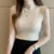 Blusa de punto sin mangas elegante de moda para mujer, blusa de verano de color sólido, blusa informal, camisa de cuello medio alto