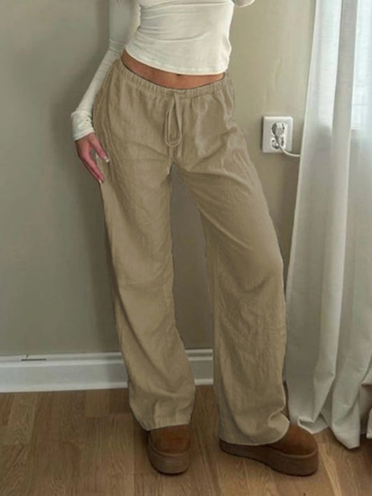 Pantalones bohemios de pierna recta, holgados e informales, lisos, para mujer, sencillos, cómodos y para vacaciones de verano.