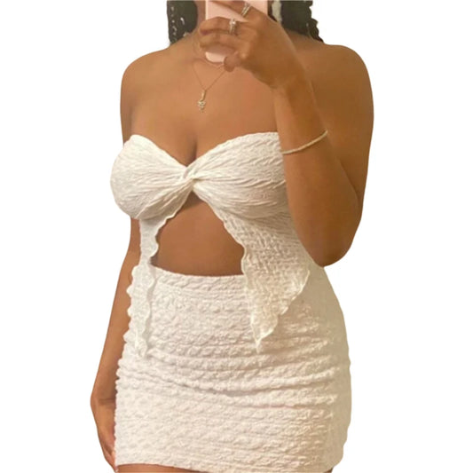 Strapless Crop Top y2k Women Twist Knot Off Shoulder Sleeveless Ruched Split Bandeau Summer 2000s Fairy Grunge Clothes