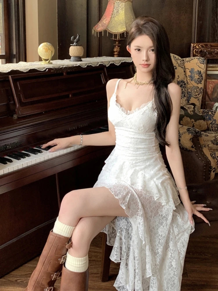 Elegant Lace Bodycon New Sundress Sexy Spaghetti Strap Dresses Women New Sweet Korean Fashion Party Dress Female Vestidos