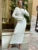 Striped Hollow Two-Wear Knitted Long Dress For Women Fashion Party Club Sweater Dress Vestido FemaleSlim Solid Outfits