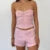 Fairy Grunge Lace Trim Strapless Tube Top + Shorts 90s Vintage Chic Women 2 Piece Set Outfits Chest Wrap Backless Crop Top Camis
