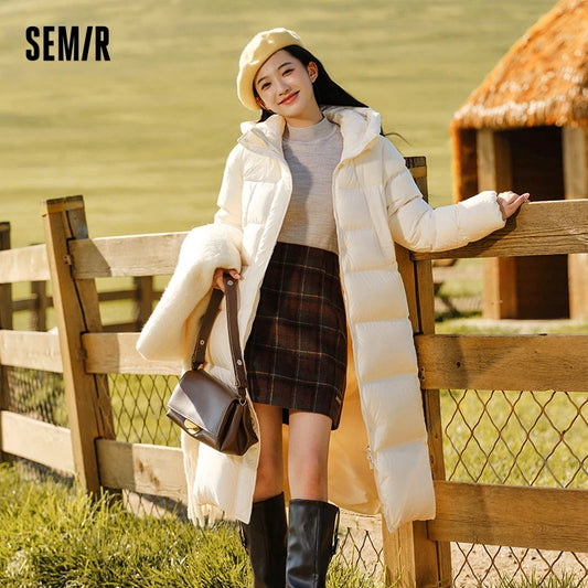Chaqueta de plumón para mujer, larga, triple capa, versátil, actualizada, de invierno, nueva, holgada, con capucha, sencilla.