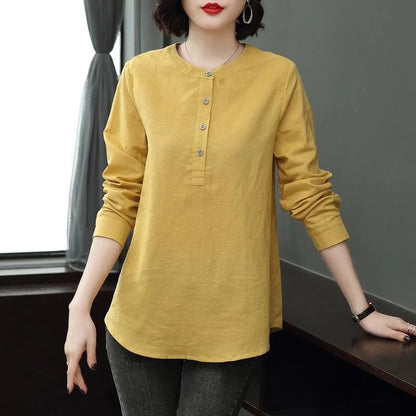 Blusas de mujer estilo primavera otoño, camisas casuales de manga larga con cuello alto, blusas, tops DF4955