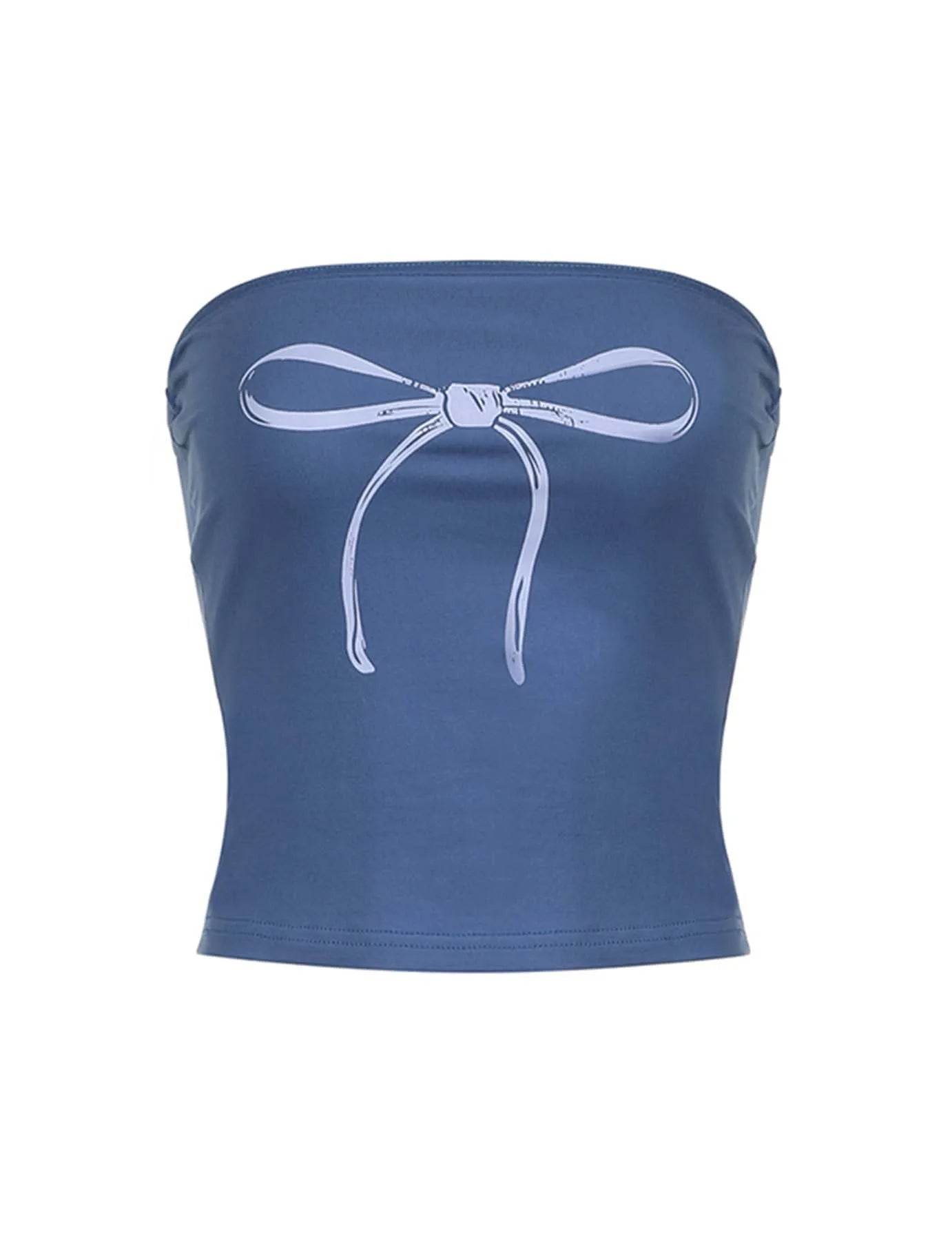 Top tubo sin tirantes con estampado de lazo Y2K para mujer, top corto kawaii de los años 2000, ropa de calle de verano