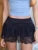 Black Solid Low Waist Tiered Lace Shorts Skirts Womens White Fairycore Micro Boho Skirt