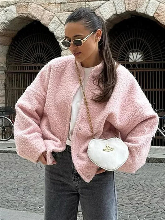 Chaqueta de suéter informal de invierno para mujer, de manga larga, holgada, con retazos, a la moda, de color liso, ropa de calle para mujer