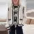 Cárdigan elegante de punto con cordones para mujer, suéter informal holgado de invierno con cuello redondo y bolsillos en contraste de color, prenda de punto cálida y elegante para mujer