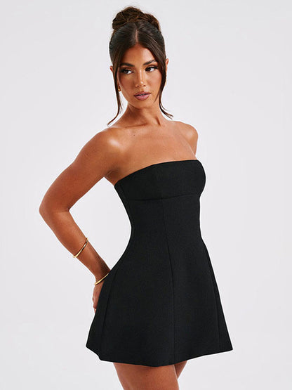 Vestido mini blanco de moda de verano para mujer, vestido de fiesta ajustado con espalda descubierta y retazos de cintura alta, vestido elegante para mujer, nuevo