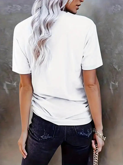 Camiseta con estampado creativo de sol para mujer, tops de verano de hip hop, cuello redondo, manga corta combinable, de algodón, ropa cómoda para mujer