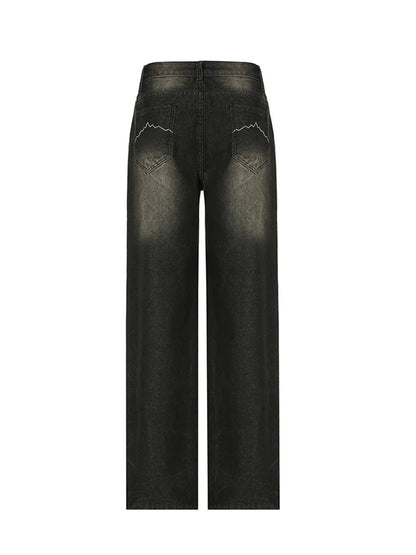 Pantalones vaqueros rectos casuales retro americanos para mujer, estilo urbano vintage, desgastados