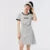 Dress Women Slit to Show Long Legs and Slim Fit  Summer New Contrasted Color Retro Letter Knitted Dress