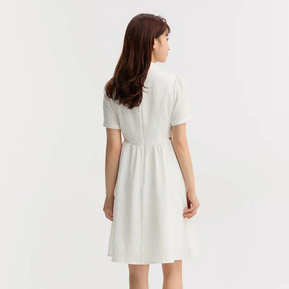 Women Dress Small Stand-Up Collar Buttoned Elegant And Gentle Summer Slightly Sexy Short Skirt  New Arrival
