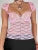 Camisetas transparentes ajustadas y sexis de encaje con cuello cuadrado negro para mujer, blusas de manga corta con flores lisas rosas, blusas estilo ballet Y2K