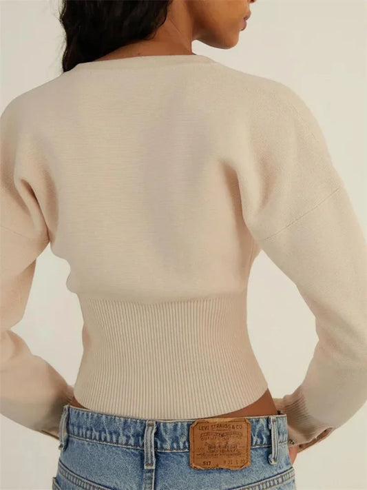 Autumn Fashion Knitwear Cardigan Top Women’s Ribbed Patchwork Slim Casual Cropped Inner Top Women’s Knit Cardigan Outwear