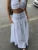 Conjunto de dos piezas plisado blanco para mujer, falda larga con cuello en V, top corto y falda larga de patchwork, conjuntos lisos para mujer