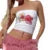y2k Tube Top Women Aesthetic Flower Print Off Shoulder Strapless Sleeveless Bandeau Tanks 2000s Vest Party Streetwear