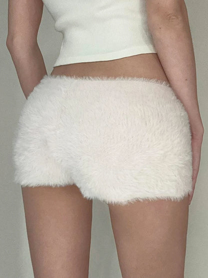 Pantalones cortos de piel sintética, suaves, sencillos y modernos para mujer, a la moda, elegantes, cálidos y lisos.