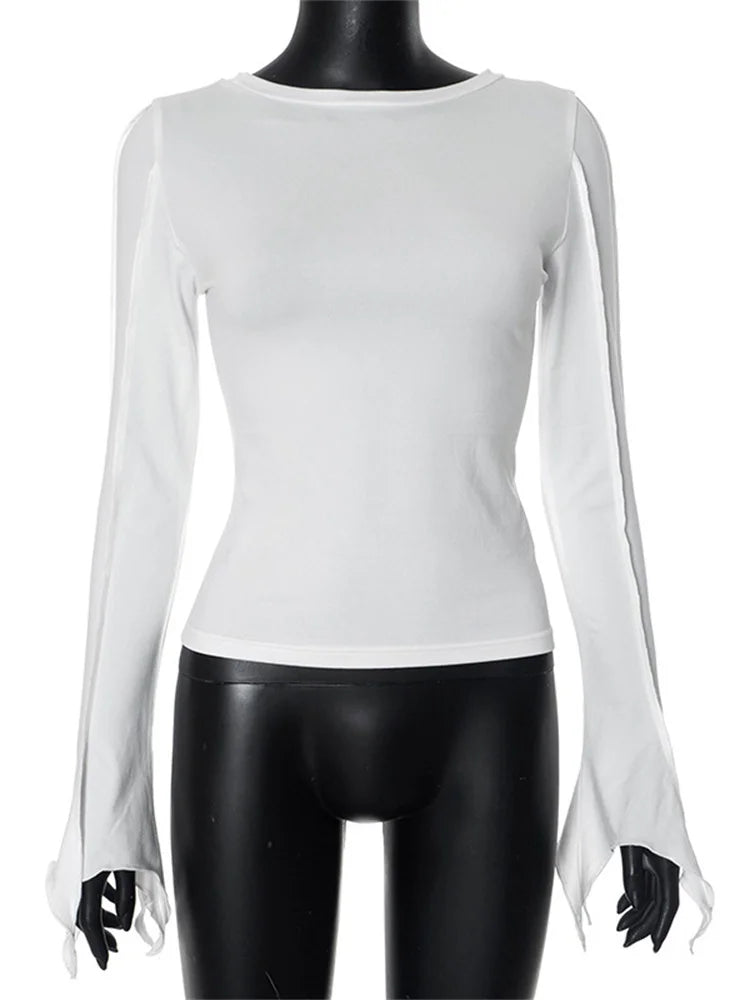 Camiseta interior de retazos de moda para mujer, top de cintura alta, liso, ajustado, informal, irregular, fruncido, ropa de calle para mujer, camiseta para viajar al trabajo