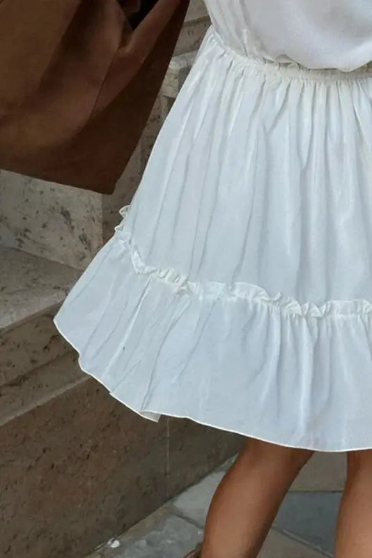 Ruffled Mini Dress with High Waist