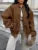Winter Vintage Pocket Outwear Female Patchwork Loose Casual Lapel Long Sleeve Casual Solid Streetwear Women’s Coat