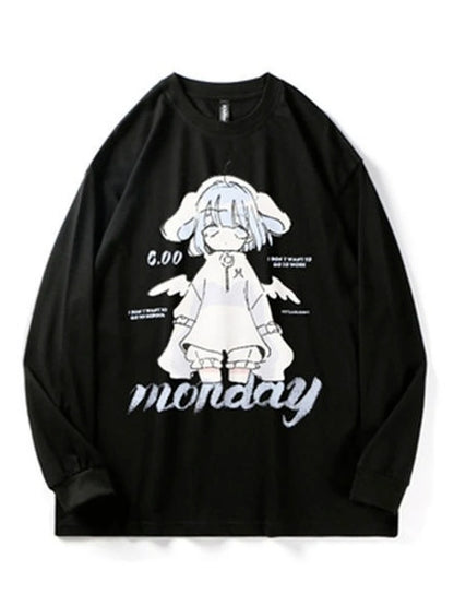 Sudadera con capucha estilo Harajuku con diseño de chica de anime para parejas, estilo kawaii, cómoda y creativa, ideal para combinar con todo, ropa de calle cómoda para mujer.