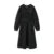 Vestido de mujer con mangas abullonadas y estampado completo, negro, de invierno, con solapa de encaje.