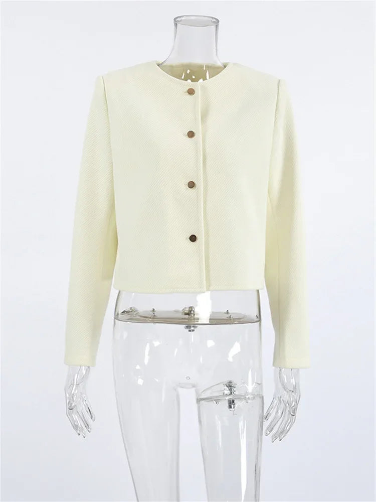 Cárdigan informal de manga larga para mujer, elegante, ajustado, liso, con retazos, top corto, ropa de calle, prendas de vestir exteriores para mujer, nuevo