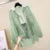 Blusa elegante de gasa transparente de manga larga con protección solar para mujer, estilo coreano, holgada, estilo cárdigan playero de verano.