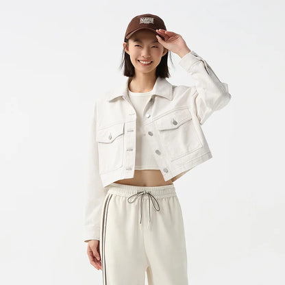 Denim Jacket Women Short Style Slimming Diamond-patterned  Spring New Pure Cotton Drop-shoulder Jacket