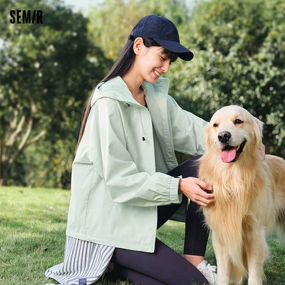 Jacket Women Mid-Length Loose Embroidered Casual And Versatile Spring New Three-Proof Hooded Jacket