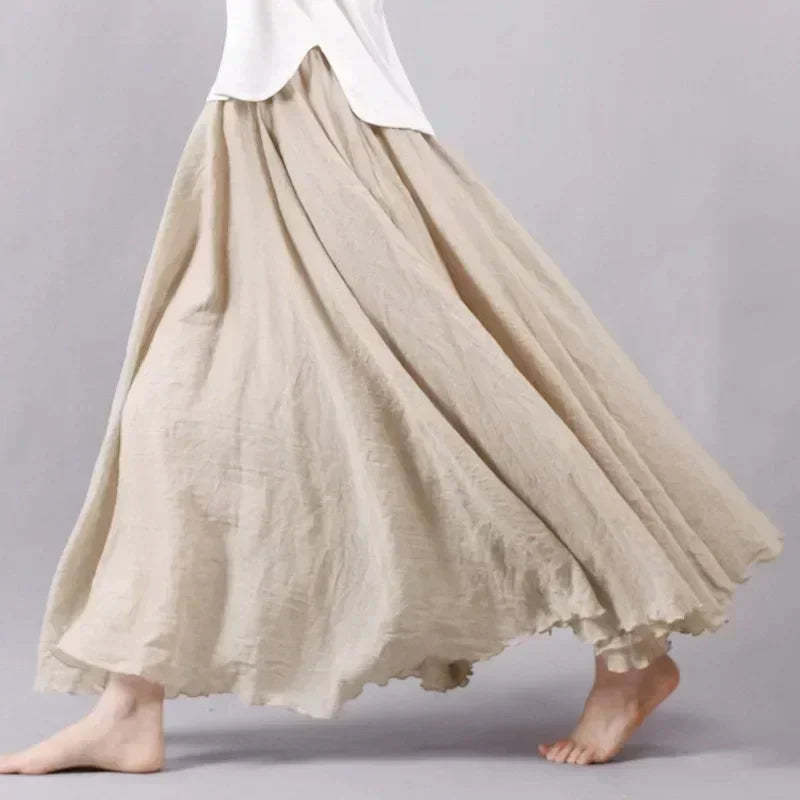 Faldas para mujer, estilo bohemio playero, corte A, doble capa, cintura elástica, largas, cómodas y con temperamento.