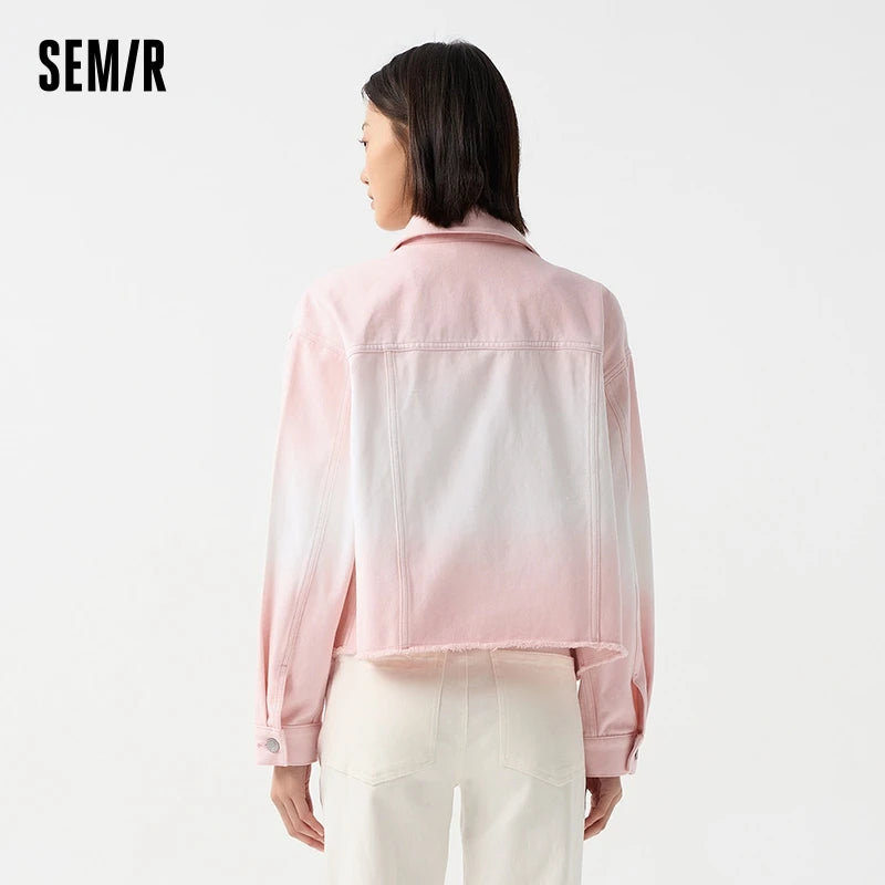 Chaqueta vaquera para mujer, estilo corto, con flecos, estilo urbano moderno, chaqueta de solapa suelta Dopamine de primavera