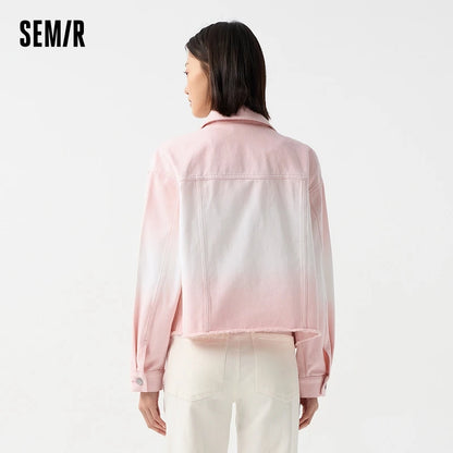 Chaqueta vaquera para mujer, estilo corto, con flecos, estilo urbano moderno, chaqueta de solapa suelta Dopamine de primavera