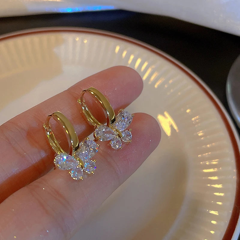 Lizakosht Peach Zircon Bow Earrings for Women Fashion Jewelry Gifts