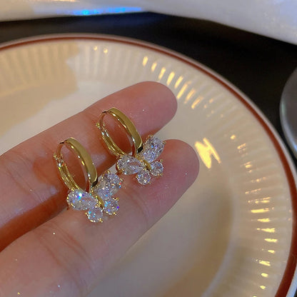 Lizakosht Peach Zircon Bow Earrings for Women Fashion Jewelry Gifts