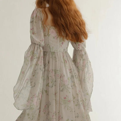 Vestidos largos de princesa vintage franceses para mujer, otoño, nuevos, elegantes, informales, de noche, para fiesta, de una pieza