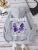 Hermosa sudadera con estampado de mariposa morada para mujer, sudadera con bolsillo de forro polar, sudadera informal sencilla, ropa de calle holgada de otoño para mujer