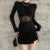 Vintage Long Sleeve Y2k Sexy Black Mesh Bodycon Top Women Spring Autumn Slim Pullovers Tees Chic Basic T Shirt Female Casual