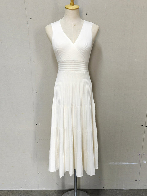 Vestido largo de punto con escote en V y espalda descubierta para mujer, elegante vestido de fiesta ajustado a la moda, vestido largo de retazos acanalados con cintura alta para mujer