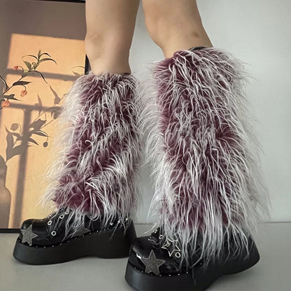 Calentadores de piernas de piel sintética con degradado para mujer, bonitos y adorables leggings rosas tipo lolita, estilo gótico punk Y2K, de los años 2000