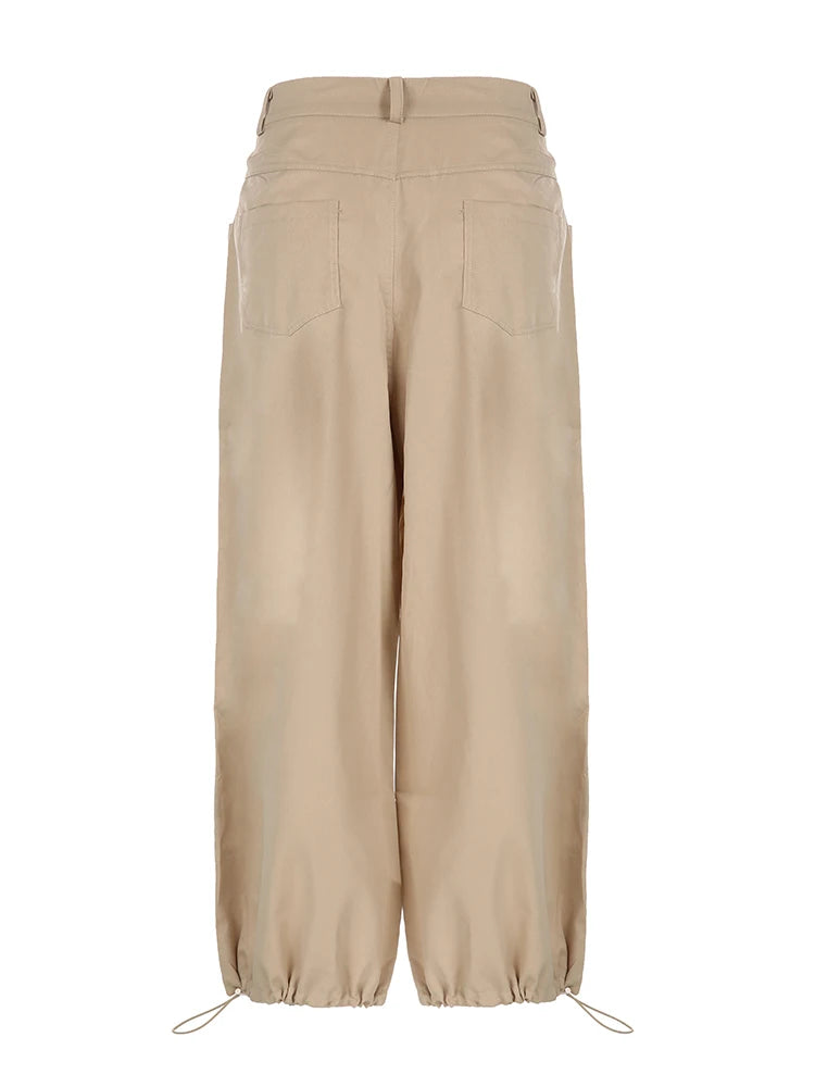 Pantalones cargo holgados de cintura ajustable y estilo callejero para mujer