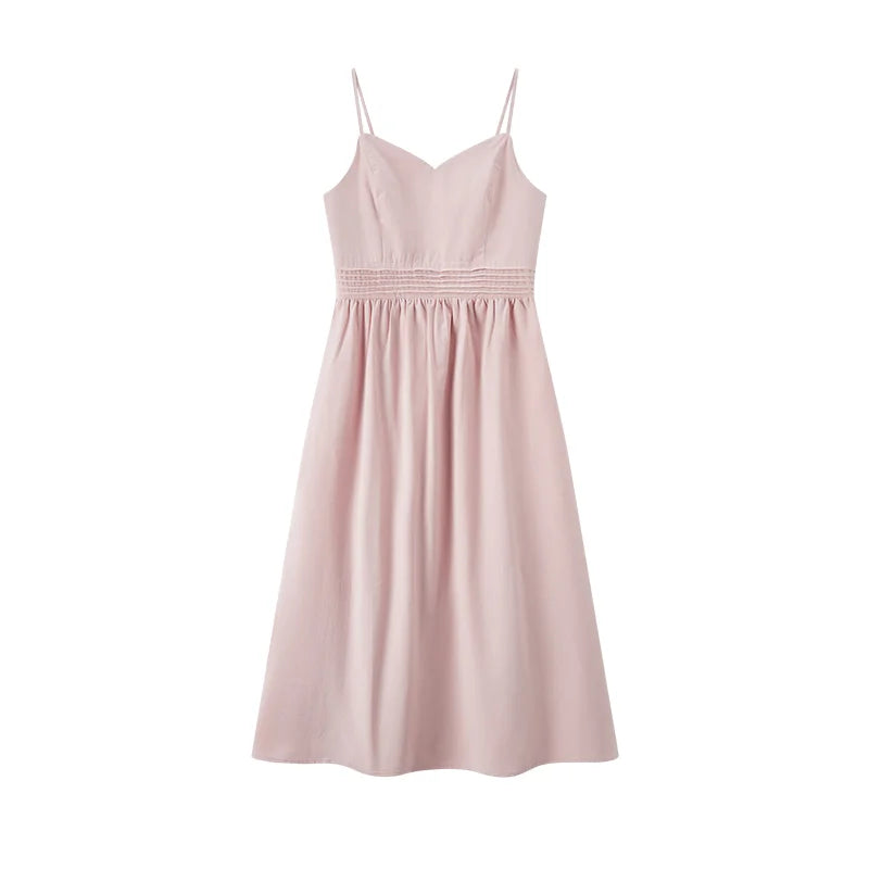 Vestido de mujer, color liso, midi, elegante, moderno y suave, nuevo vestido camisola de verano con cuello en V.